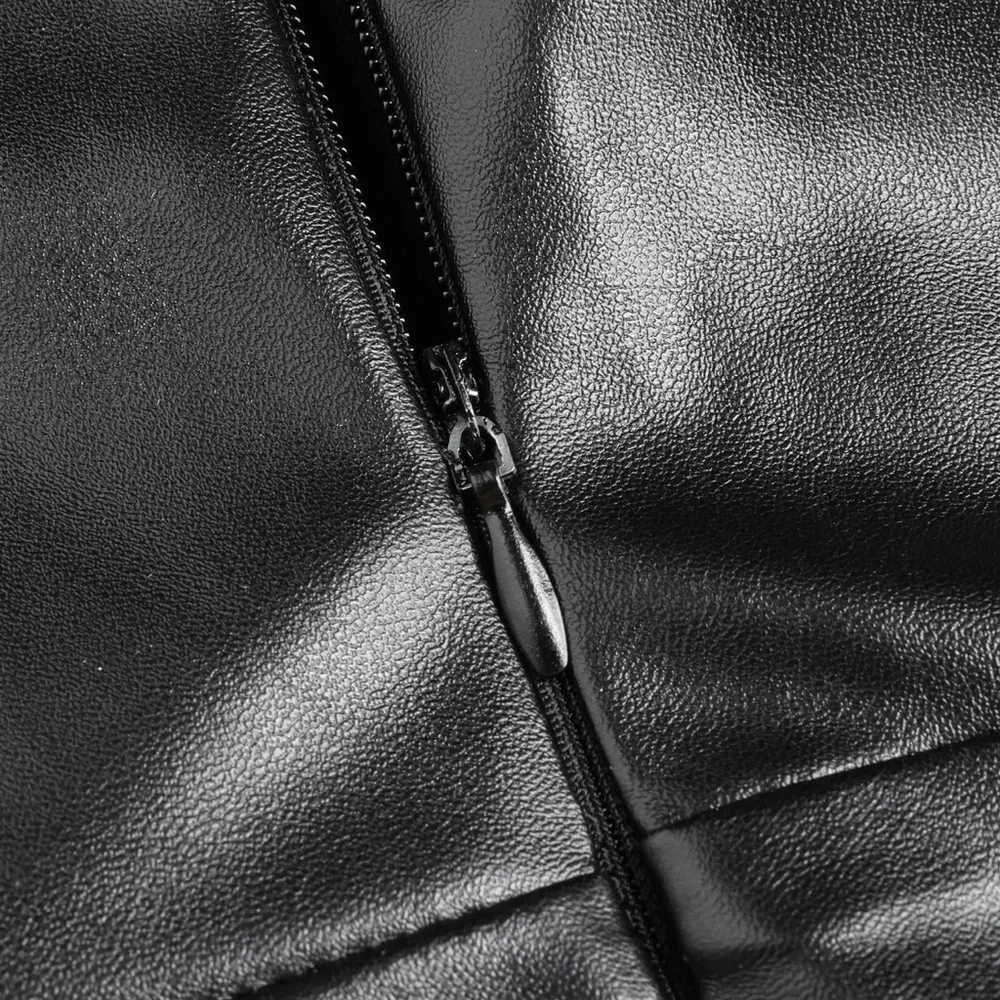 Cider Black Midi Faux Leather Dress with Gold Chain Straps - Picture 5 of 6